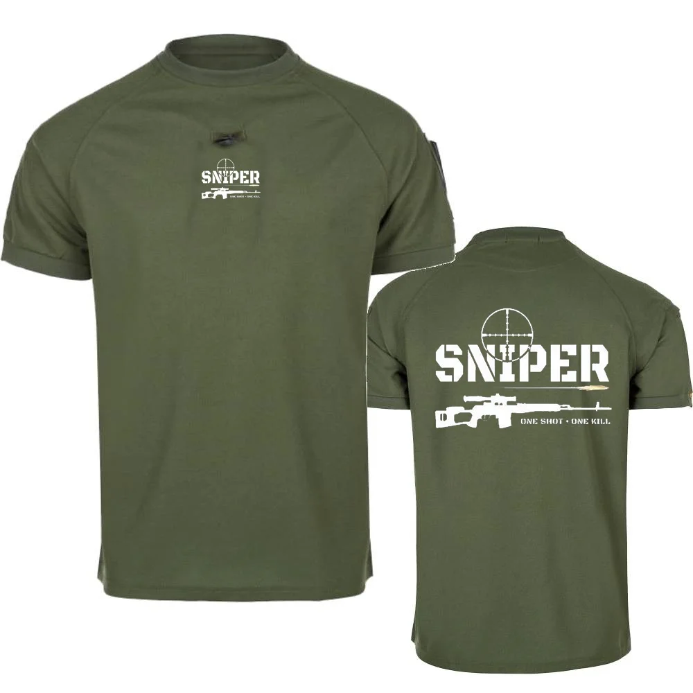 Men T-Shirts Military Hiking Tops Tee Outdoor Tactical TShirt Special Army Sniper One Shot One Kill Short Sleeve Undershirts