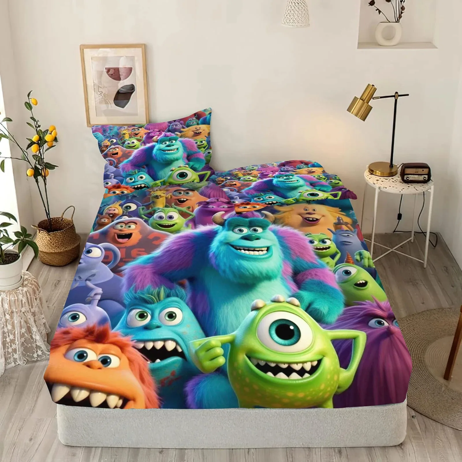 

Постельное белье Disney Monster Power Company, натяжная простыня, наматрасник с четырьмя углами, простыня на резинке