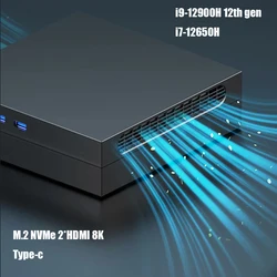 NVIDIA GTX1060 4G Mini Gamer PC I9 12900H I7 12650H 2*DDR4 NVMe Gaming Computer Windows 11 1*Type-C 2HDMI 8K UHD Desktop HTPC