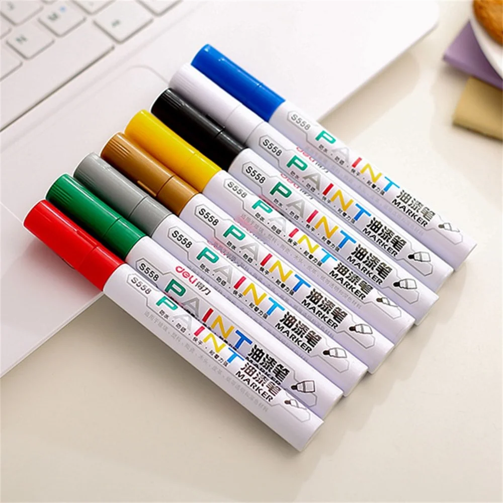 

Deli Colored Paint Marker Pen Waterproof Permanent Graffiti CD Glass Tire Artist Drawing Mark Tool School Office Supply Gift MP7