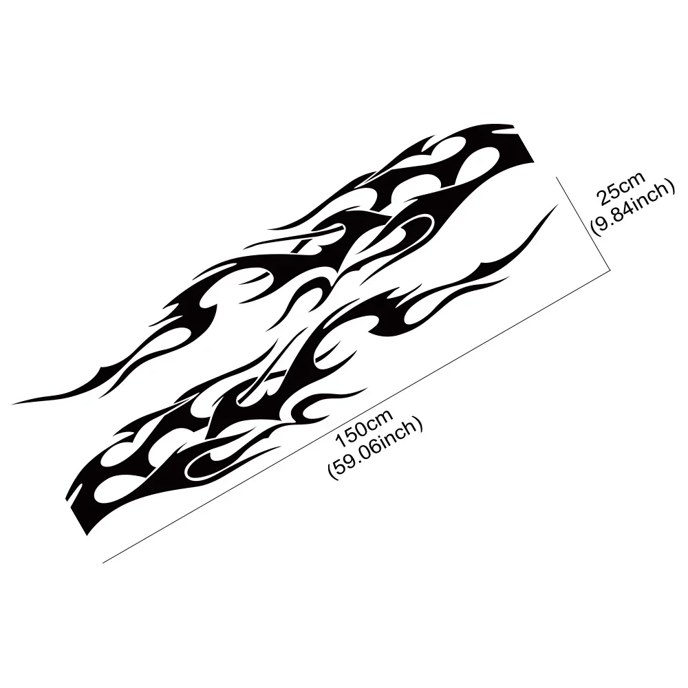 2Pcs Universal Vinyl Flame Graphics Car Body Side Stickers Flame Sports Racing Stripe Decorations Suitable For All Cars SUV