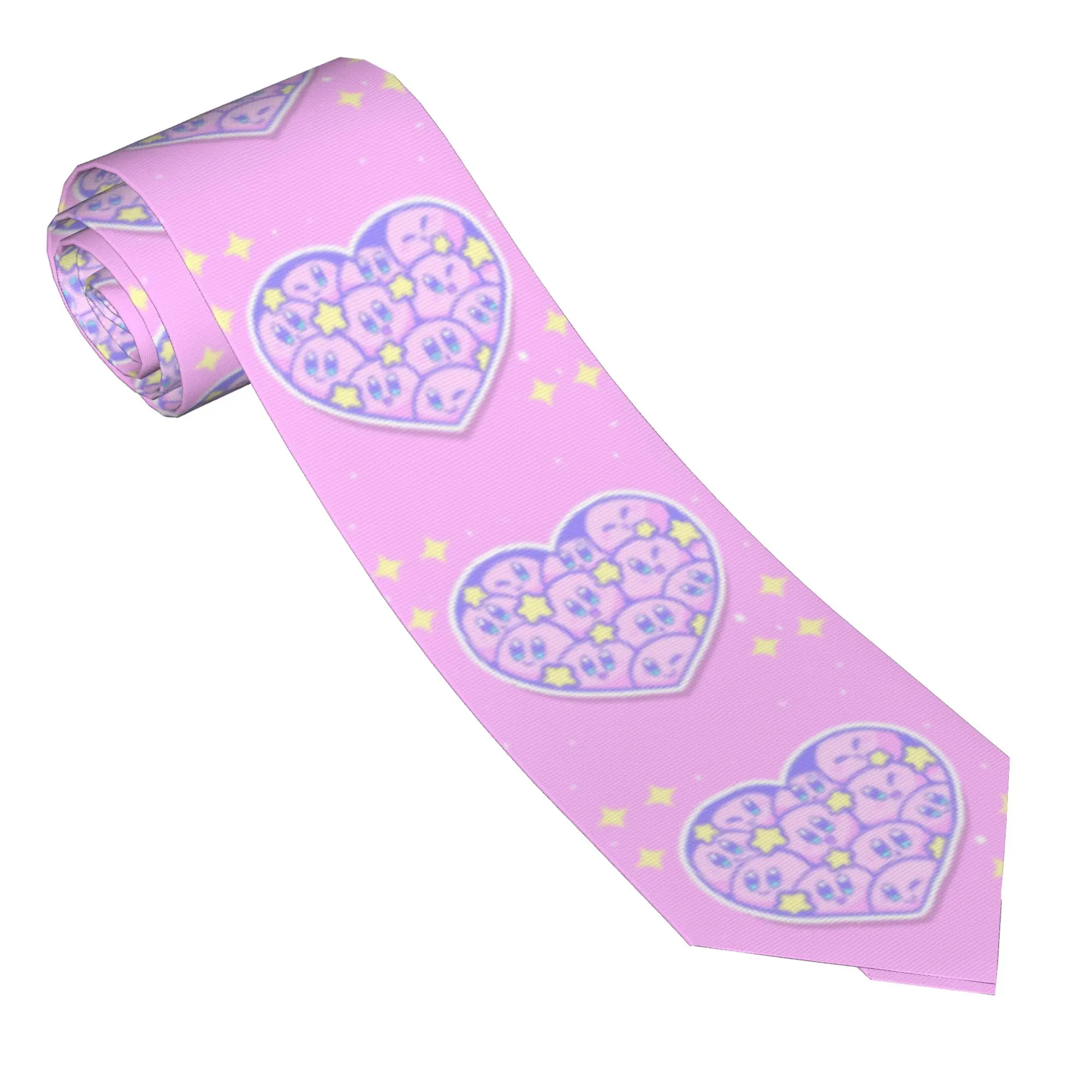 Kirby Big Love Neckties Men Women Polyester 8 cm Casual  Wide Neck Ties  for Men Shirt Accessories Cravat Wedding Cosplay Props