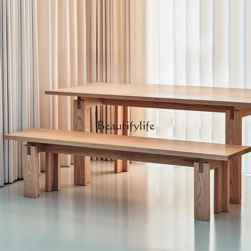 

02Wabi Sa log wind bench household door shoe change bedroom bedside long stool