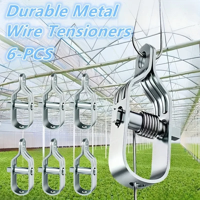 6Pc Metal Wire Tensioner - Adjustable, Rust-Resistant, Grape Trellis/Greenhouse Use