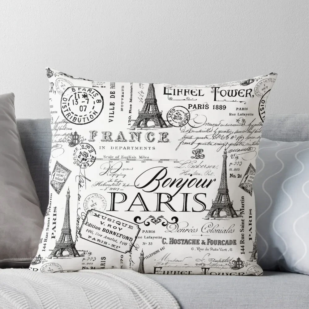 

Vintage Paris Black And White Nostalgic Pattern Throw Pillow Pillow Covers Decorative Pillowcases Bed Cushions Ornamental Pillow