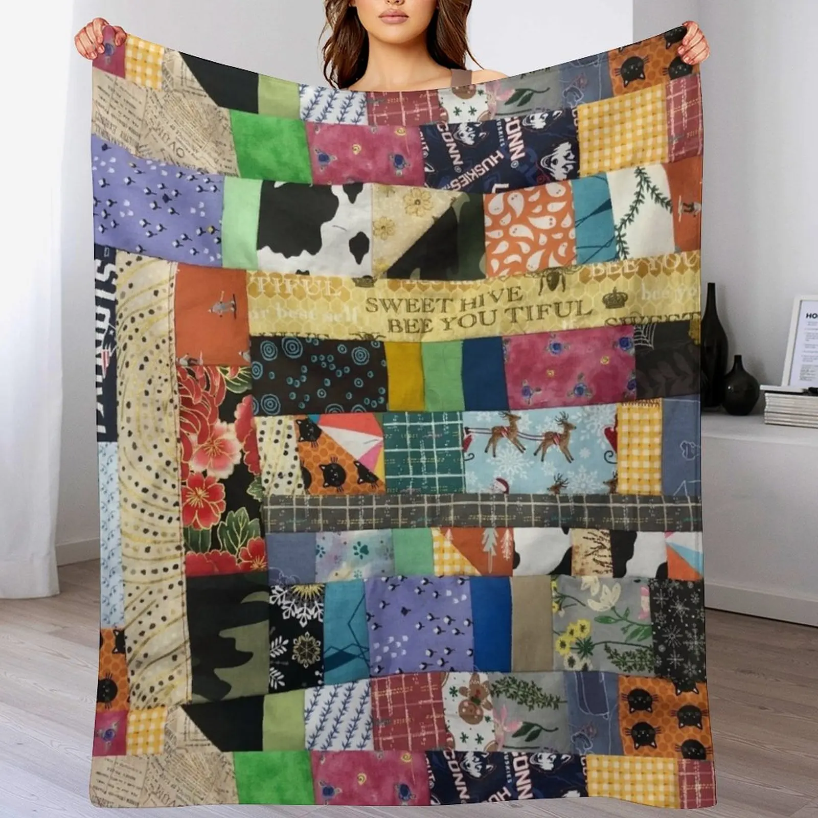 Upcycle quilt Throw Blanket Decorative Sofa manga Cute Blankets