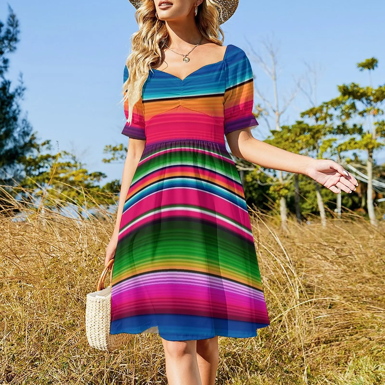 Mexican Blanket Striped Fiesta Serape Dress dresses ladies 2023 summer dresses korean style