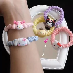 5Pcs Kawaii Sanrio Hair Ties Anime Hair Ring Ornaments Hello Kitty My Melody Kuromi Hair Rope Cartoon Accessories Girl Gift