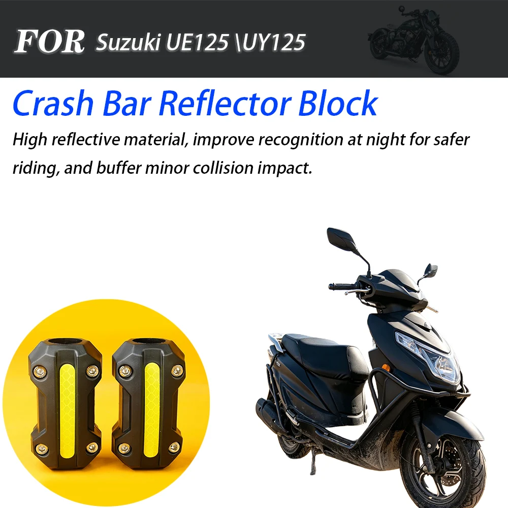 For Suzuki UE125 UY125 Motorcycle Square Reflective Block Crash Bar Decoration Anti-fall Warning Modification Accessories