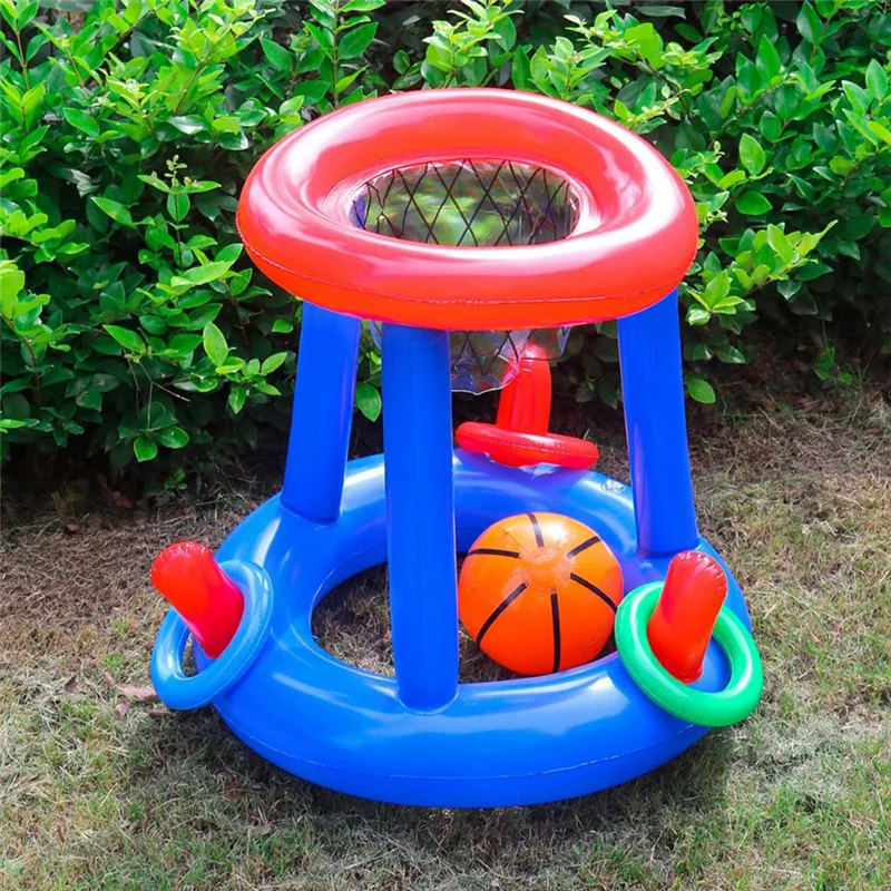 ABJL-Inflatable Pool Ring Toss Watersport Inflatable Basketball Hoop Inflatable Ring Toss For Kids Adults Summer Pool