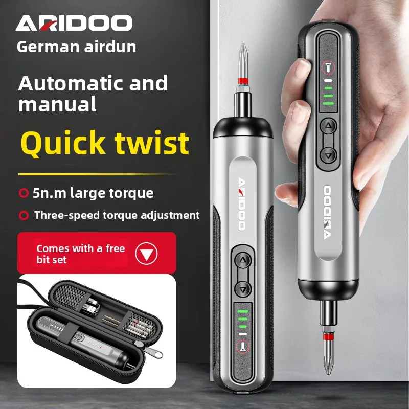 Cordless Electric Screwdriver Set with 3 Speed Adjustable Torque to 5Nm, 2000mAh Rechargeable Mini Screwdriver with LED Light