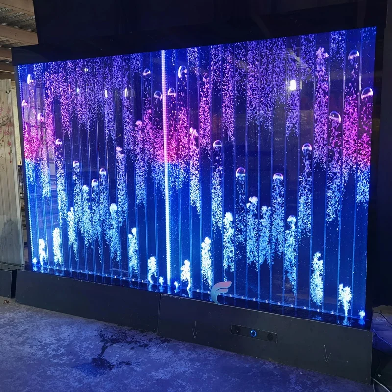 custom.Contemporary Lounge Furniture Acrylic Aquarium Bubble Panel Room Divider Screen Color-Changing LED Lights Multifunc