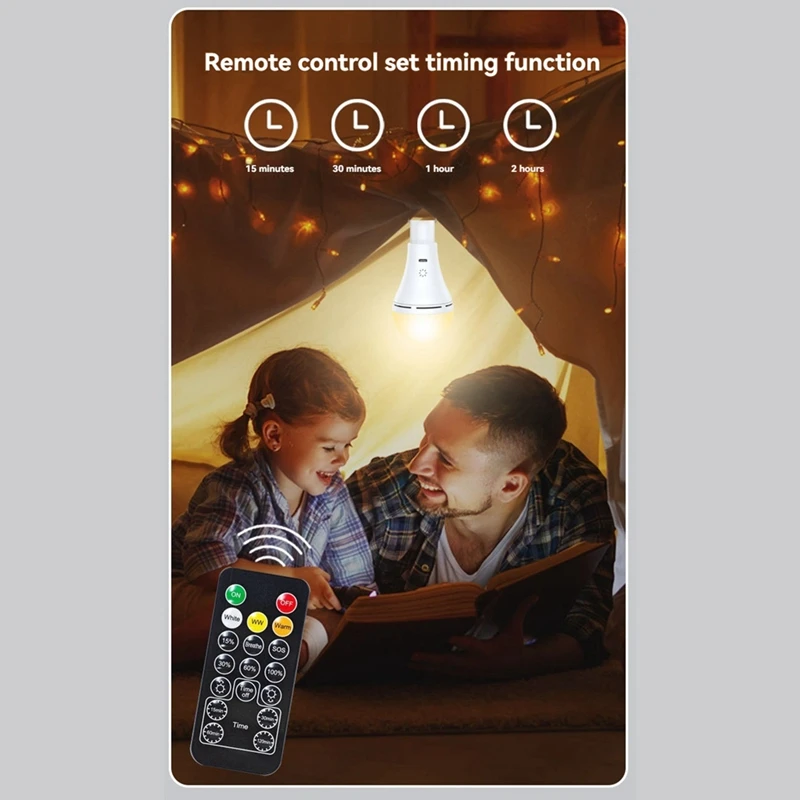 M11K-Smart Touch Dimming Wireless USB Rechargeable LED Bulb 3 Color Temperature Remote Timing Switch For Outdoor Home