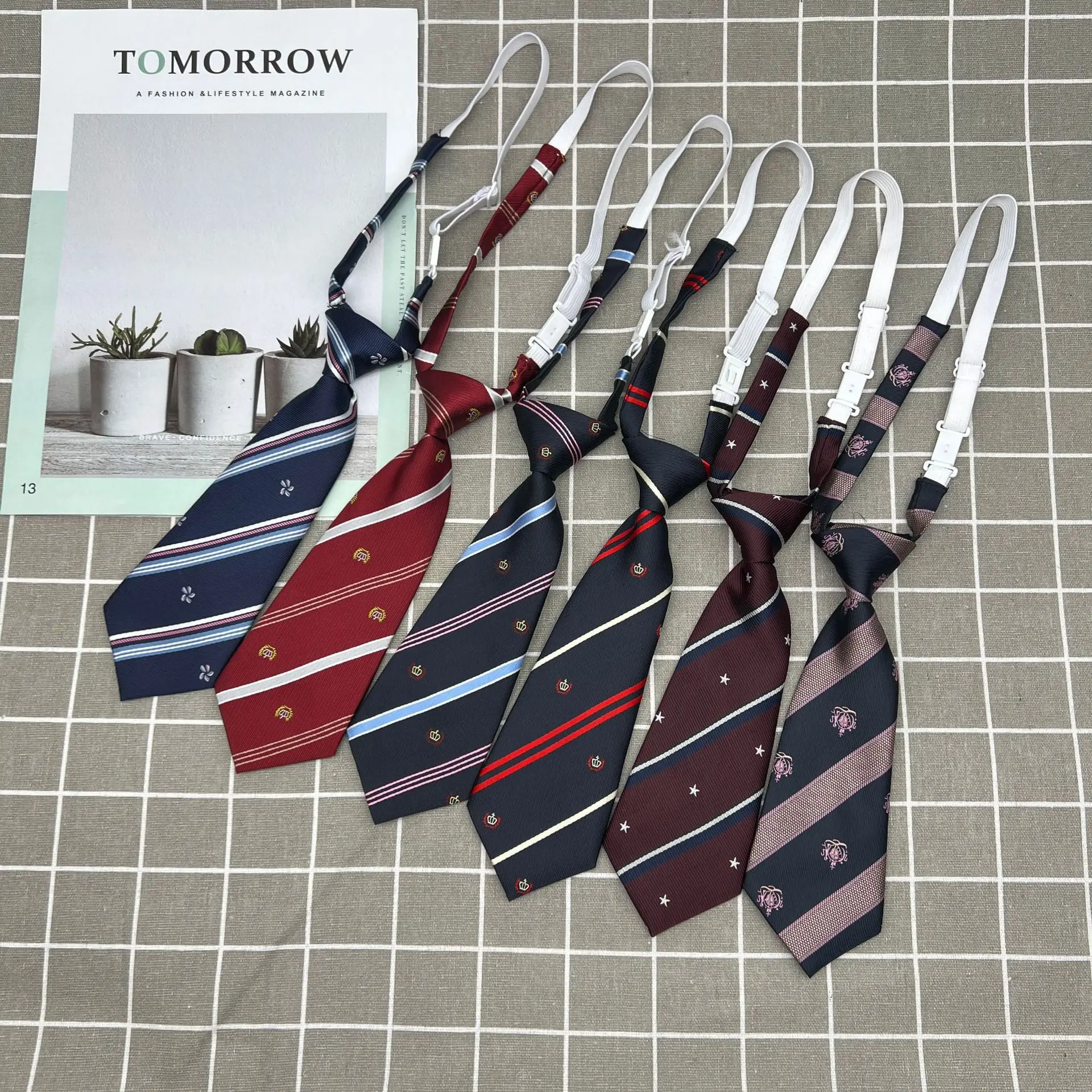 Navy Lazy Ties For Kindergarten Primary Student Bowknot Men Women Bow Tie School Uniform Collar Butterfly Rubber Neckties