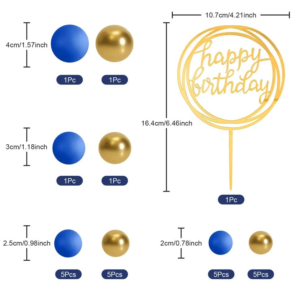 BSITSSS 100 stuks bal taart toppers taartdecoraties mini ballonnen taart topper sticks schuim ballen taart picks taart topper ballen, gouden ballen voor taarten, kerstfeest bruiloft benodigdheden baby