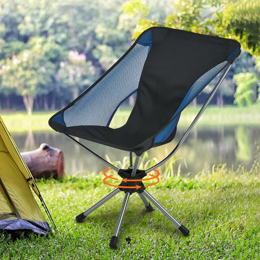 Folding Swivel Chair for Camping, 360° Rotating Chairs Lightweight Foldable Portable Chair for Picnic, Beach, Fishing, Hiking