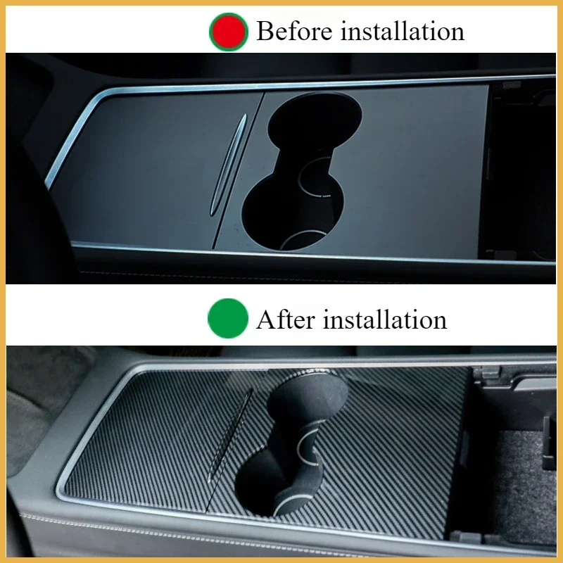 Para tesla modelo 3 y painel de controle central com alça de pressão console central copo abs capa adesivos acessórios interiores 2021-2023