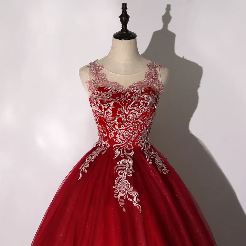 فساتين Quinceanera مخصصة على شكل كرة مزينة بالتول للحفلات الراقصة وحفلات أعياد الميلاد الرسمية فيستدو دي أنوس سويت 16 #2