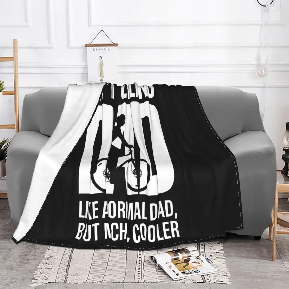 Cycling Mens Funny Im A Dad Like A Normal Dad But Much Cooler Bike Mtbb Man Throw Blanket