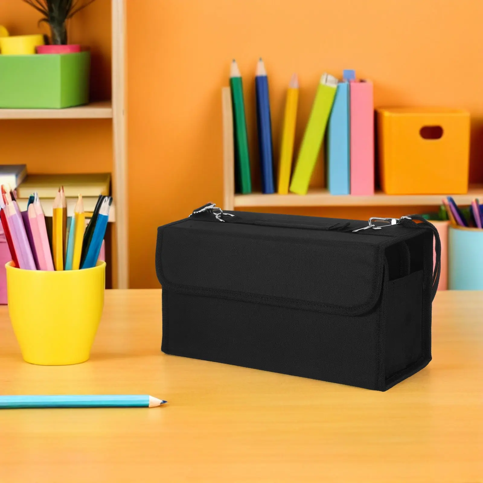 80-Slot Marker Storage Bag for Artist Markers Highlighters Lipstick Tubes Fat Brushes Vertical Organizer Portable Carry Handle