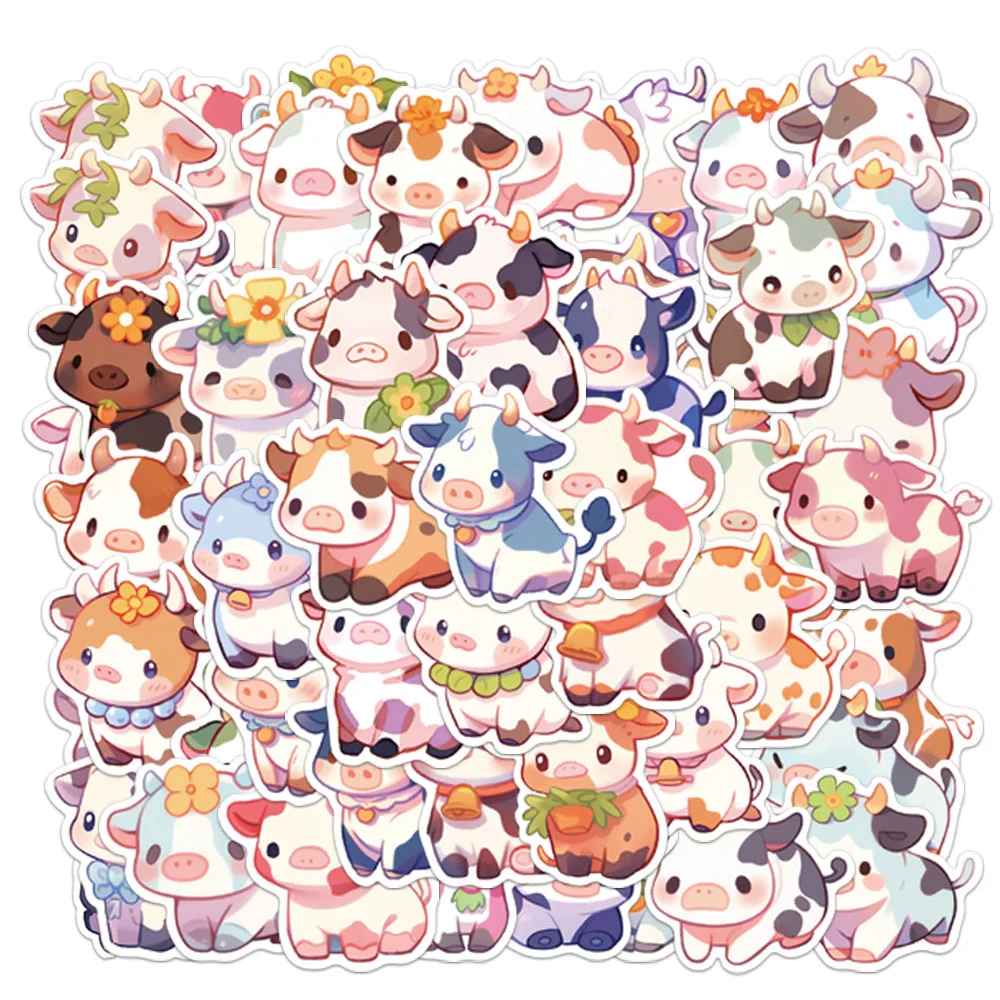 50PCS Rainbow Little Cow Cute Cartoon Stickers Decorative Notebook Phone Case DIY Personalized Waterproof Stickers