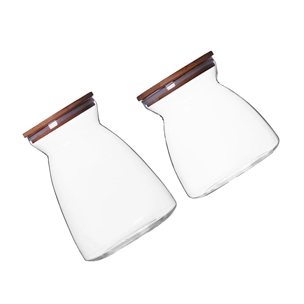 

2 Pcs Food Airtight Jar Flour Sugar Storage Containers with Lids Large Canister Tea and Coffee Jars Bamboo