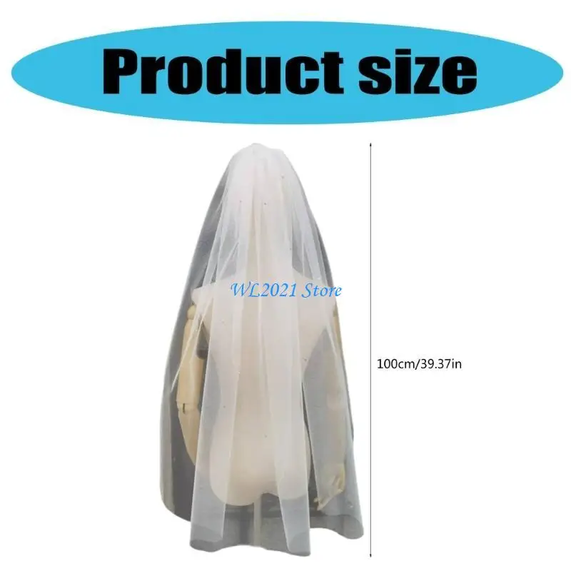 G5GC Mạng che mặt đám cưới sang trọng Thạch anh trang trí lãng mạn Sheer Mạng che mặt cô dâu đẹp cho đám cưới và sự kiện