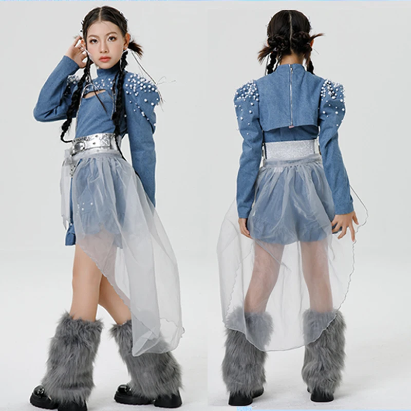 2024 New Western Cowboy Style Children's Model T-Stage Fashion Show Costume Retro Style Set Girls' Jazz Dance Outfits XH1244