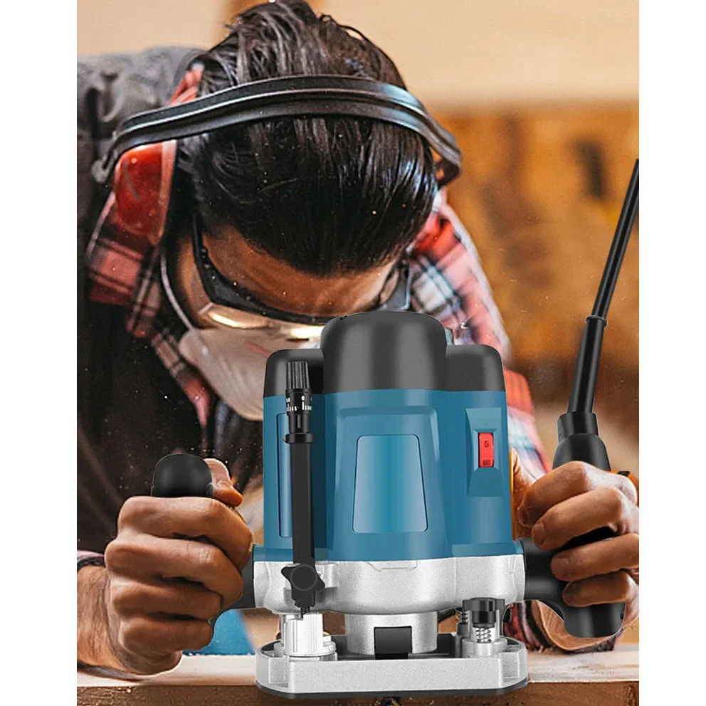 

l 2200W High Power Woodwork Trimmer 6-Speed Adjustable Woodworking Carving Machine Multifunctional Wood Tenoning Electric Route