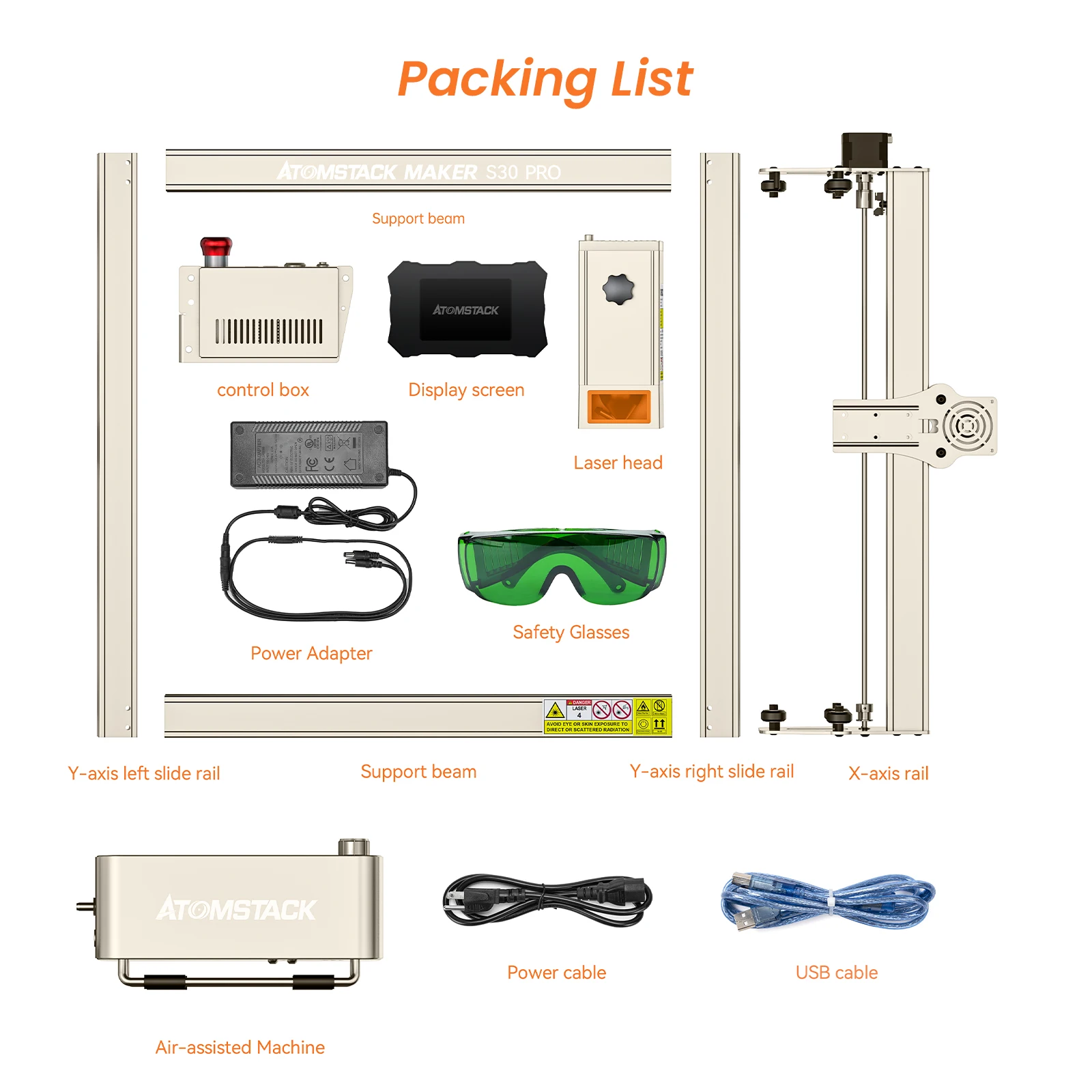 Atomstack Maker S30 PRO Laser Engraver Fixed Focus 33W Laser Power 400x400mm Engraving Area 6core Laser Engraving with AirAssist