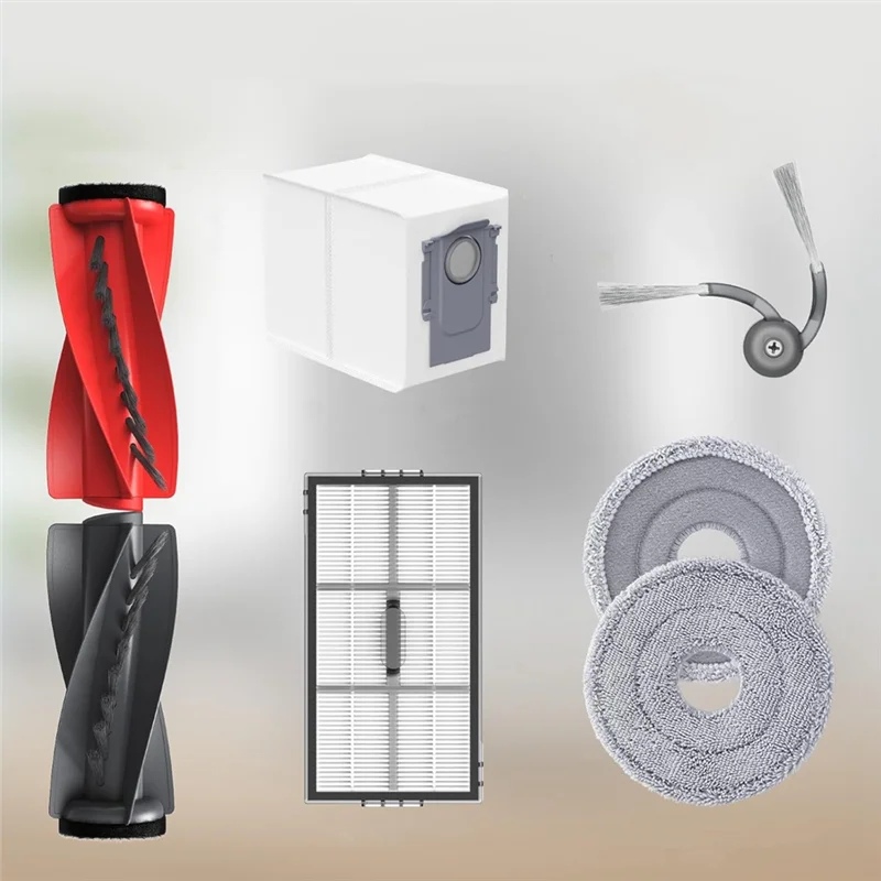 ABVI-Replacement Accessories For Roborock Saros 10R Robot Vacuum Main Side Brush HEPA Filter Mop Cloth Dust Bags