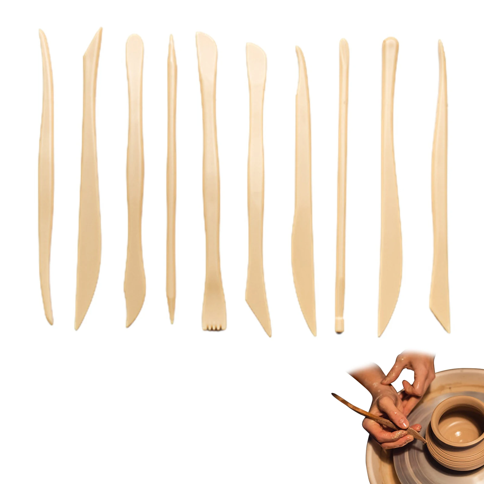 

Wood Clay Tools Kids 10pcs Clay Tools Dotting Tools Wood Sculpting Set For Pottery Modeling Smoothing Engraving Embossing