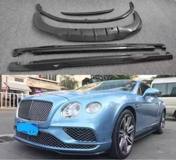 Front Bumper Lip +Rear Spoiler + Trunk Diffuser +Side Body Skirt For Bentley Continental GT W12 2015 2016 2017 Carbon Fiber