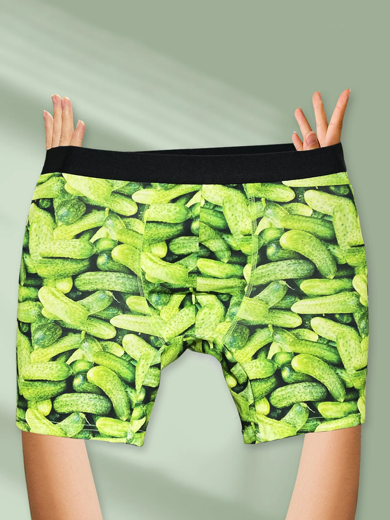 Green Sausage Pickled Cucumber Men Underwear Boxer Briefs Shorts Panties Sexy Soft Underpants for Homme Polyester Boxer Shorts