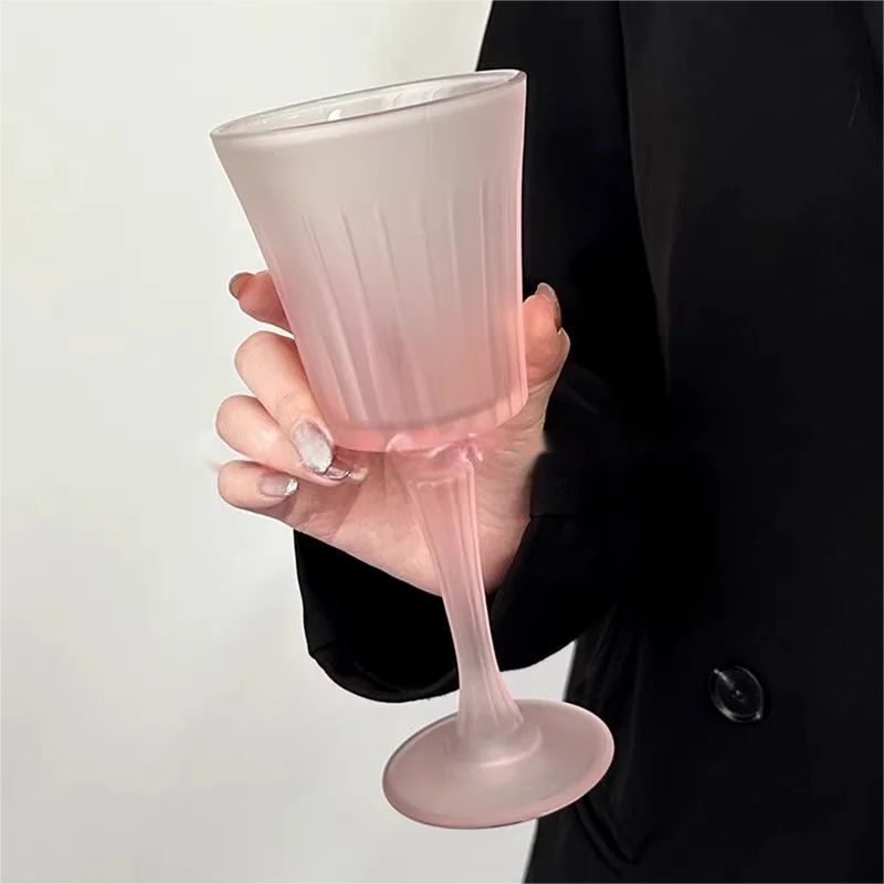 Pink Frosted Highball Glass Champagne Wine Glasses Premium Feel Crystal Glass Drinkware Vietnamese Mare Cup | Reagan
