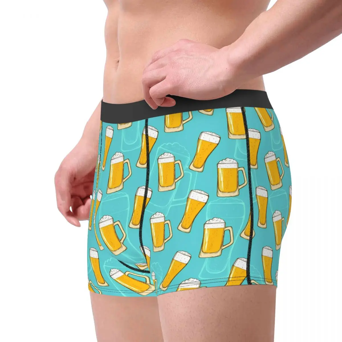 Men Beer Pattern Alcohol Boxer Shorts Panties Breathable Underwear Male Printed S-XXL Underpants