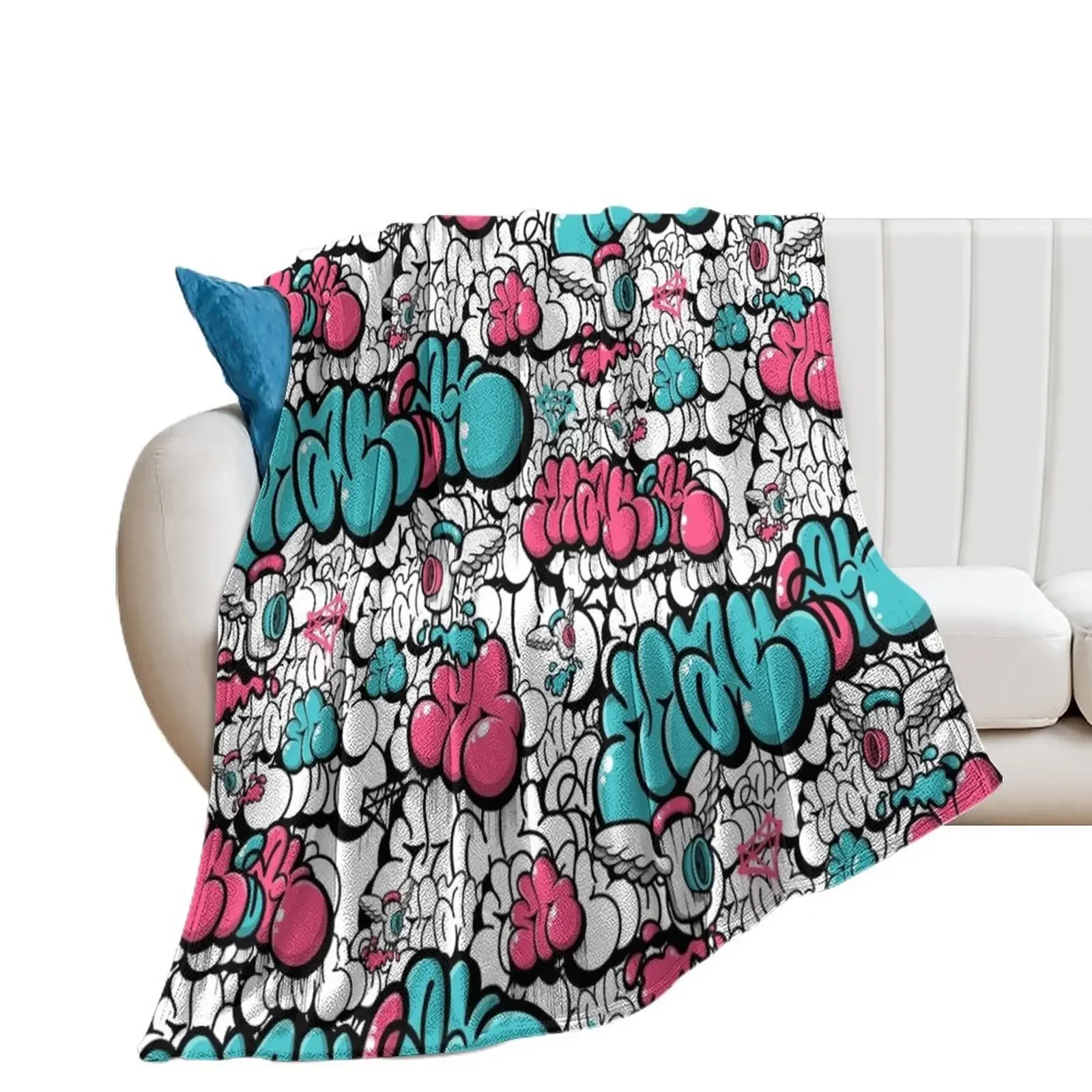 Pink and Blue Spray Cap Angels Throw Blanket Luxury Thicken Single Blankets