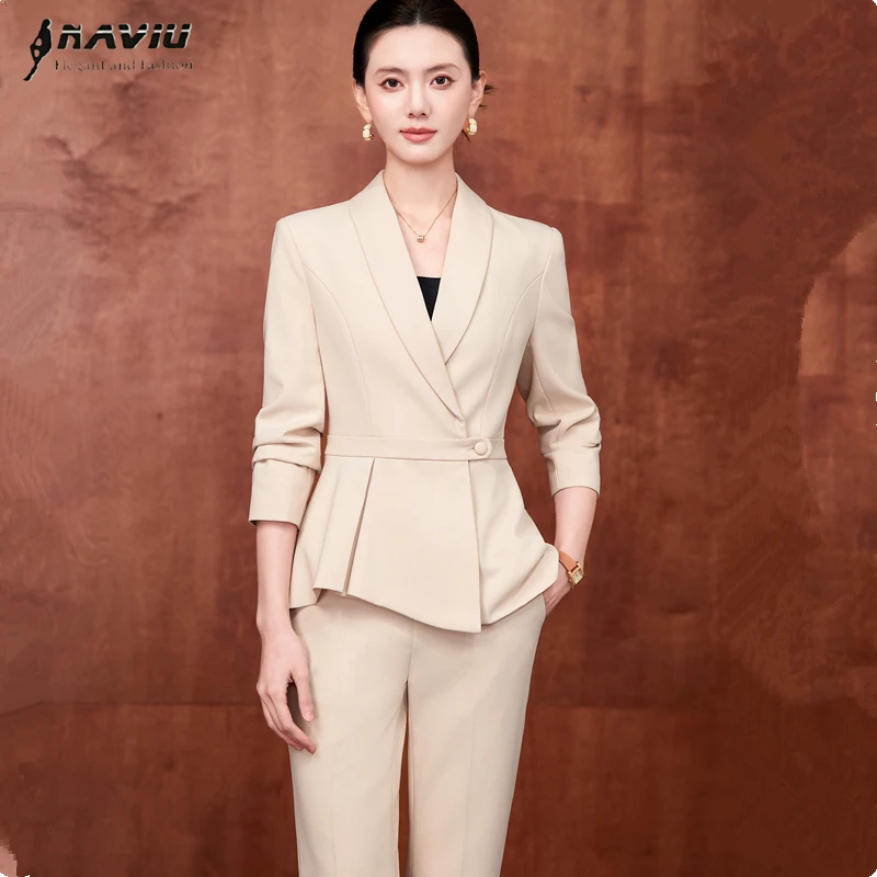

Naviu 2026 Professional Suit Pants Set for Women Commute Workwear Classic Office Outfit Two Pieces Set Trousers And Blazers