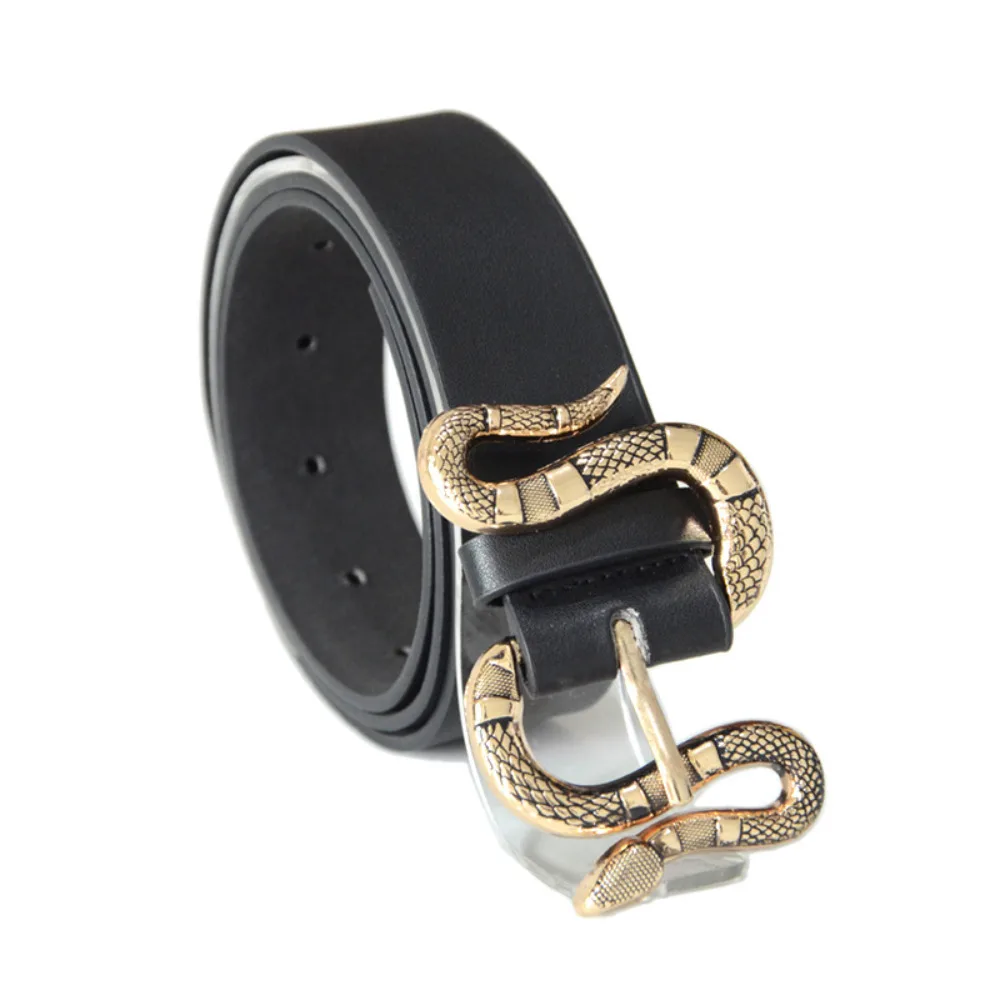 Fashion Luxury Women Belt New Snake Buckle Pu Leather Belt for Ladies Dress Jeans Clothes Accessories Leather Women Belt
