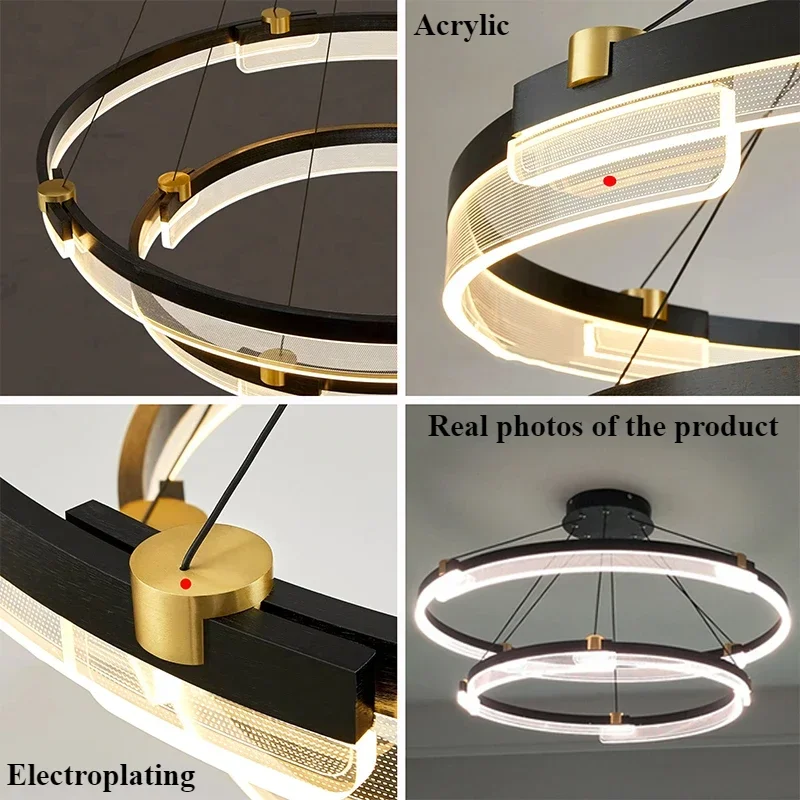 Скандинавские минималистичные люстры для салона, современный домашний декор, круглая акриловая светодиодная лампа для гостиной, столовой, спальни, блестящий подвесной светильник