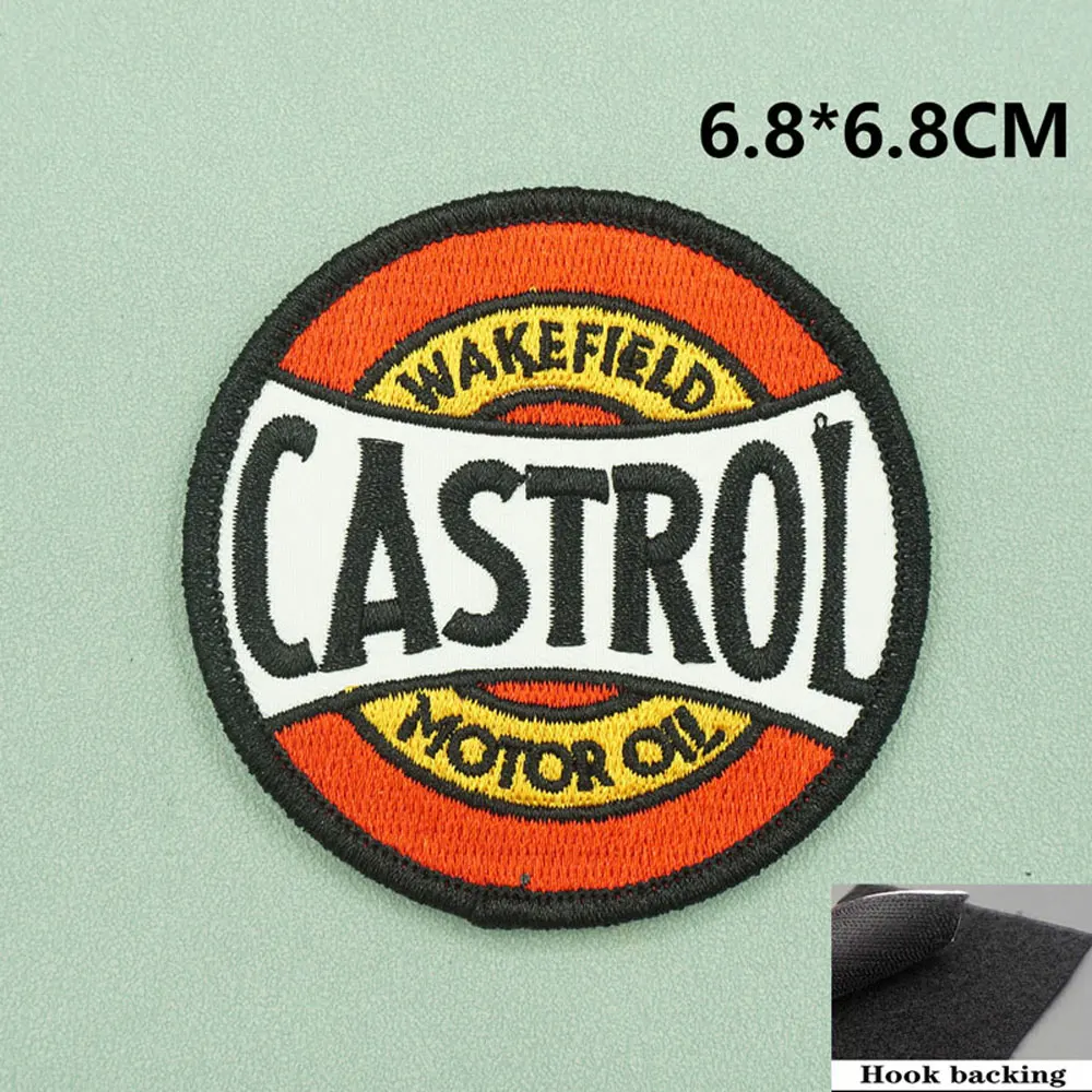 MOTOR OIL embroidered patches with hook backing