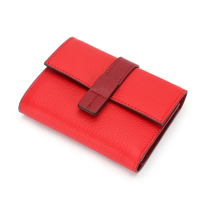 Einfaches Design Münz geldbörse weibliche kurze Brieftaschen klassische dreifach gefaltete Geld tasche Klappe Snap Frauen Mode Rindsleder Karten halter Marke Clutch