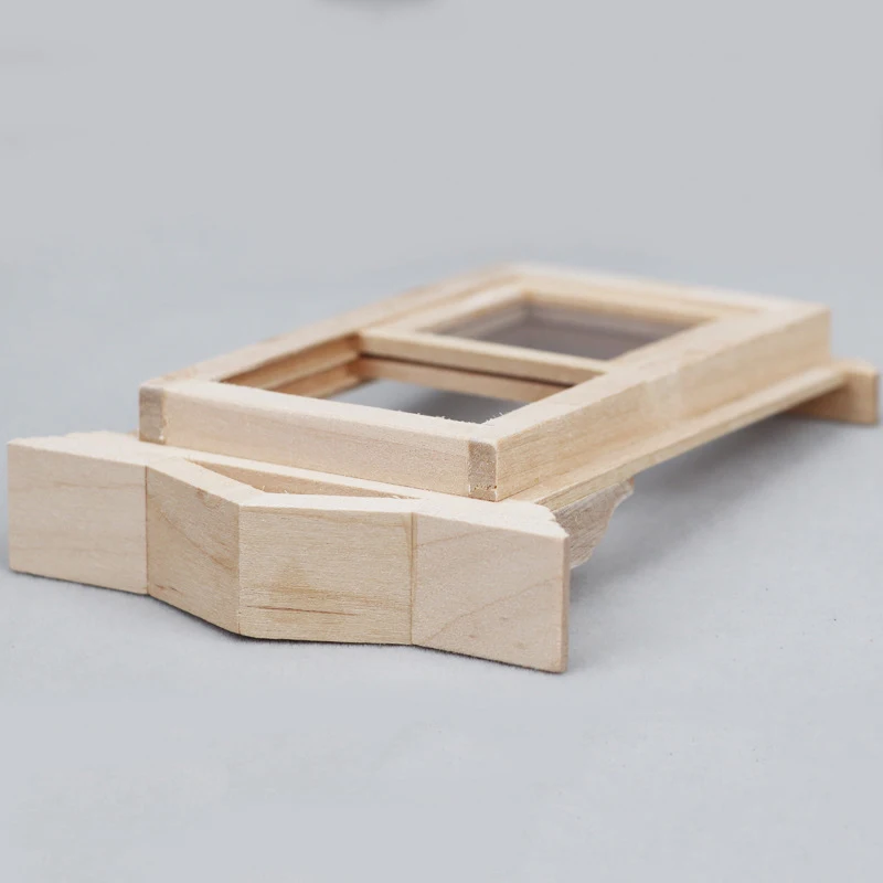 Poppenhuis Miniatuur Houten Deurraam Op En Neer Duwen Ramen Model Doe-Het-Zelver Poppen Meubelscène Decor Speelgoedaccessoires