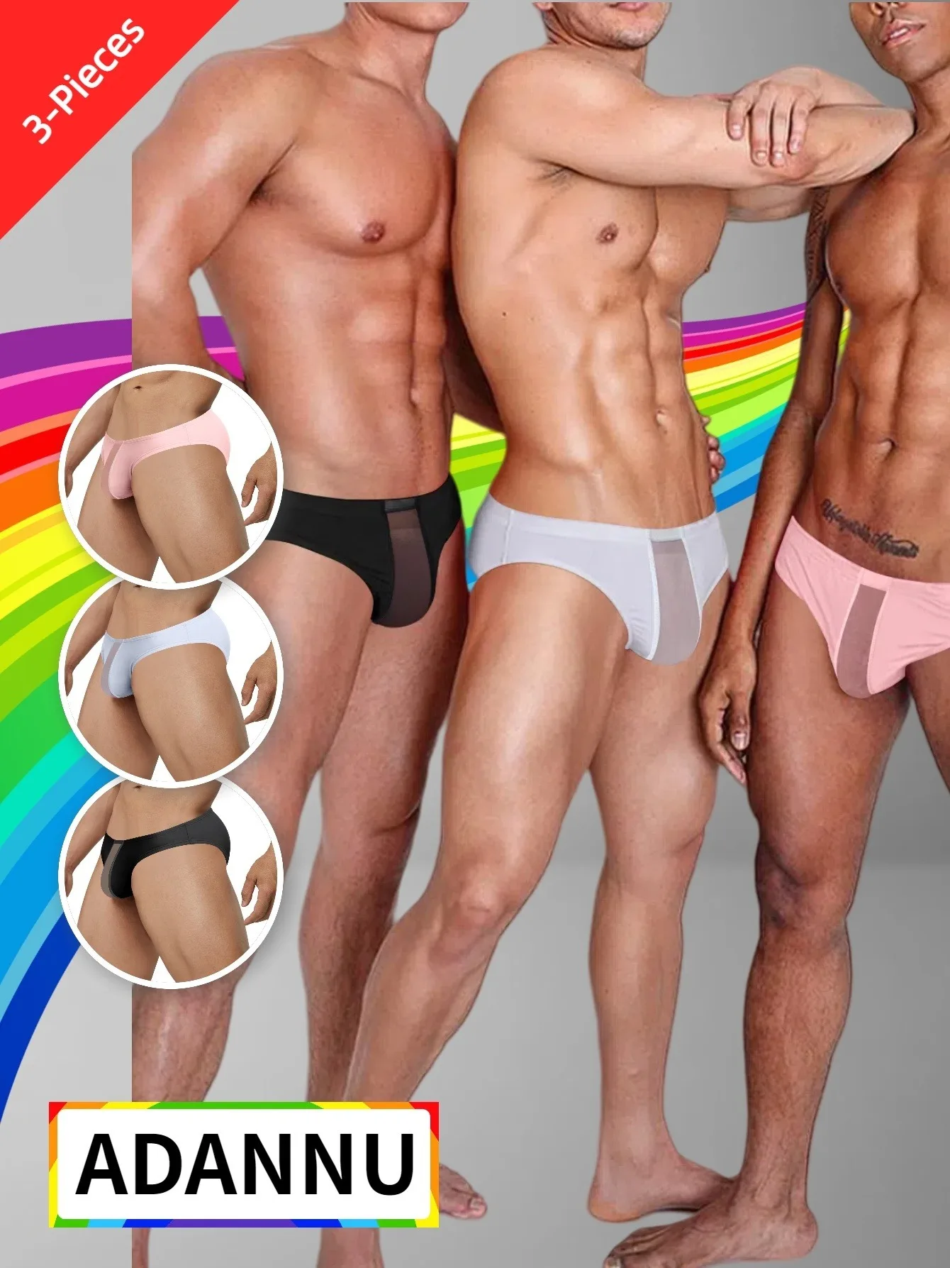 

3Pack Sexy Model Lingerie Breathable Solid Underpants Men Underwear Comfortable Men's Panties Gay Sissy Pouch Penises Bag Briefs