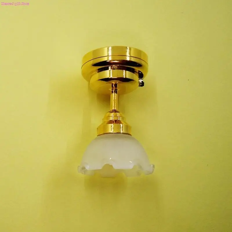 D0JC Dollhouse Room Decor Vintage Ceiling Light with Switchs for 1/12 Scale Dollhouse Scaled Dollhouse Lighting Miniature LED