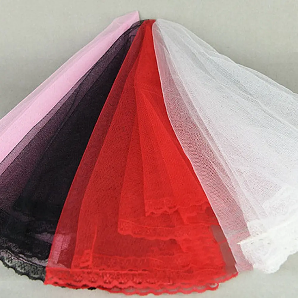 Copricapo di moda Velo per bambola Copricapo da sposa Velo di pizzo per bambola Velo da sposa per bambola rotonda lunga 1/6 BJD