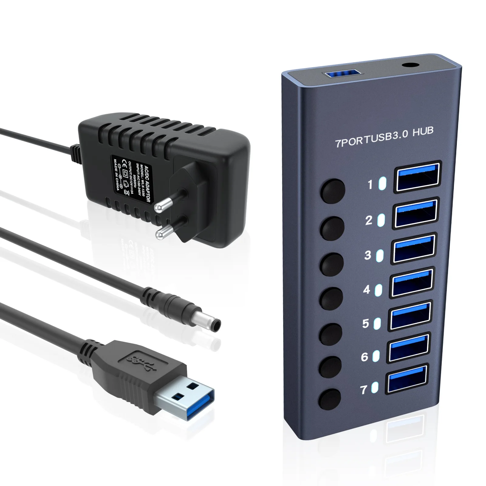Switch Extension Hub 7-port USB 3.0 Hub Computer USB Extension Hub One Drag Seven USB2.0 Splitter PC Laptop Desktop
