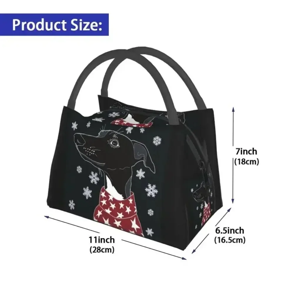 2025 New Cute Winter Whippet Resuable Lunch Box for Women Leakproof Lurcher Greyhound Dog Cooler Thermal Food Insulated