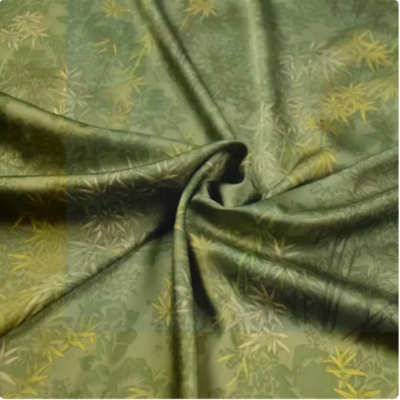 Senior Feeling China Wind Green Bamboo Print Imitate Silk, Satin Fabric, Dress, Han Cloth, Pajamas Handmade Sewing Tissue T2180