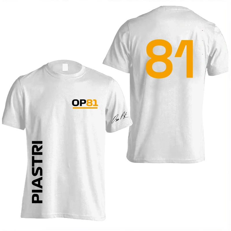أوسكار بيستري 81 سائق شعار فريق السباق الرجال تي شيرت الصيف قصيرة الأكمام النساء تي شيرت 100% القطن موضة زوجين الملابس